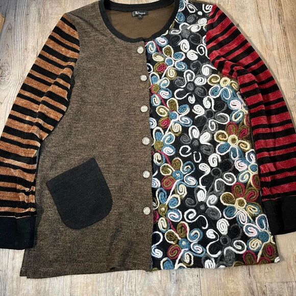 Sweater Vintage Felt Patchwork Women's XL - Picture 1 of 8